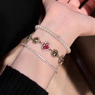 「奥西莉」超闪彩色锆石手链优雅百搭手饰女时尚轻奢气质手镯小众