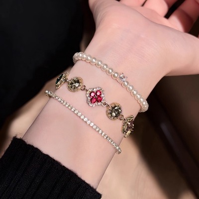 「奥西莉」超闪彩色锆石手链优雅百搭手饰女时尚轻奢气质手镯小众