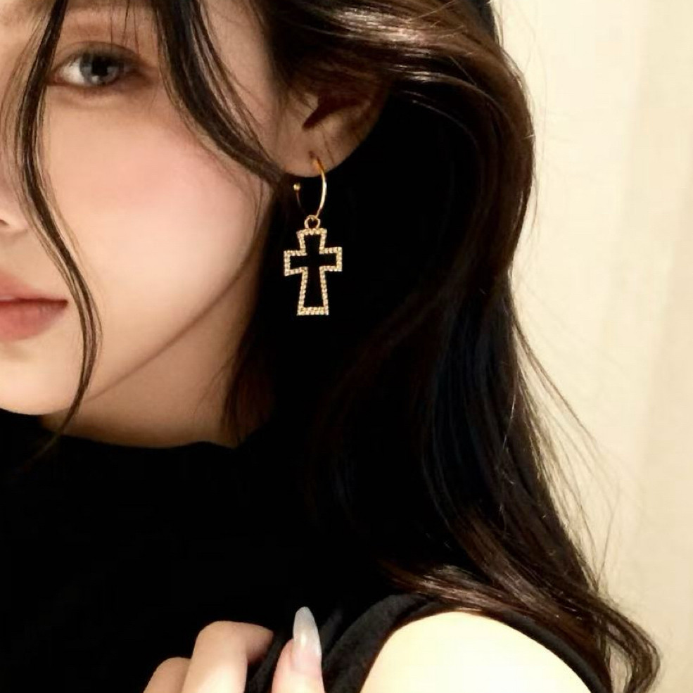 「十字空影」方圆脸天菜！原创十字架耳坠蚊香盘耳夹女无耳洞耳环,饰品/流行首饰/时尚饰品新,耳夹,淘宝优惠券,粉丝福利购,淘宝优惠卷