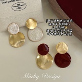 「镜花水月」新款 气质耳坠耳夹无耳洞蚊香盘耳夹女设计感耳环耳饰