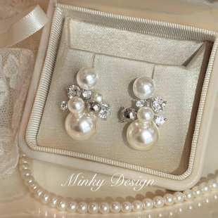 「纯白香颂」法式 简约珍珠耳钉蚊香盘耳夹无耳洞耳环女气质高级感