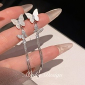 「仙气蝶」长款 小众蝴蝶贝壳流苏耳钉蚊香盘耳夹耳饰耳环耳坠精致