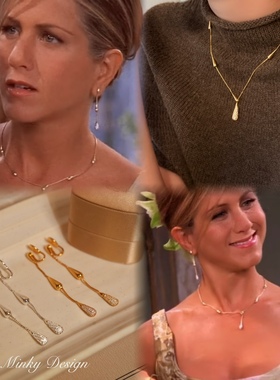 「月光滴坠」瑞秋同款小众水滴项链百搭颈链女士简约锁骨链设计感