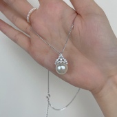 「雪后」施家珍珠气质锆石银项链女款 锁骨链颈链吊坠饰品轻奢小众