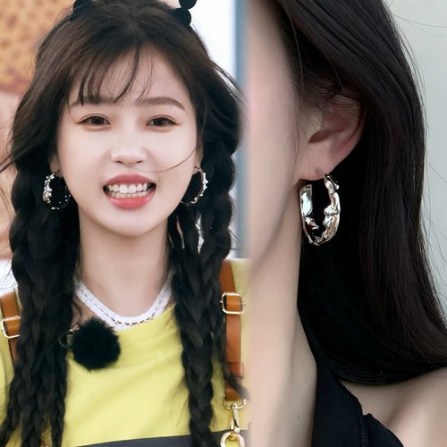 「浮夸」虞书欣同款设计感熔岩耳饰蚊香盘耳夹耳环耳钉个性不规则