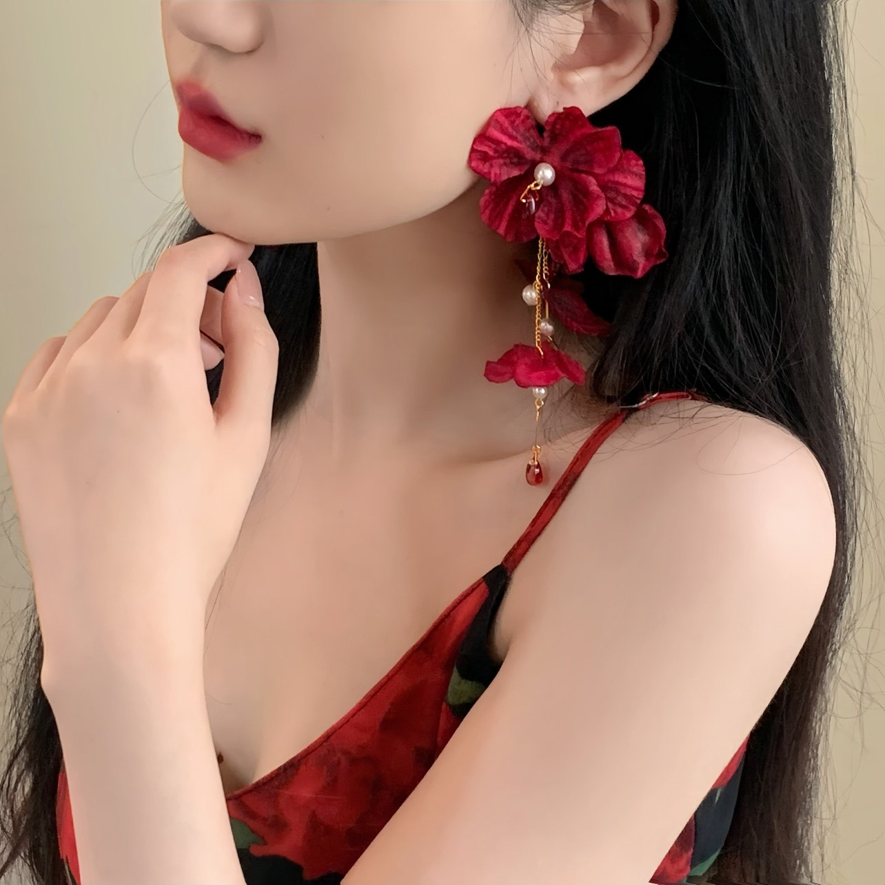 「炙热玫瑰」红色夸张气质耳饰蚊香盘耳夹女显脸小耳钉新年红耳环,饰品/流行首饰/时尚饰品新,耳夹,淘宝优惠券,粉丝福利购,淘宝优惠卷