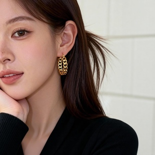 「命定之轮」金属麻花大耳圈耳环耳钉蚊香盘耳夹无耳洞耳环女耳饰