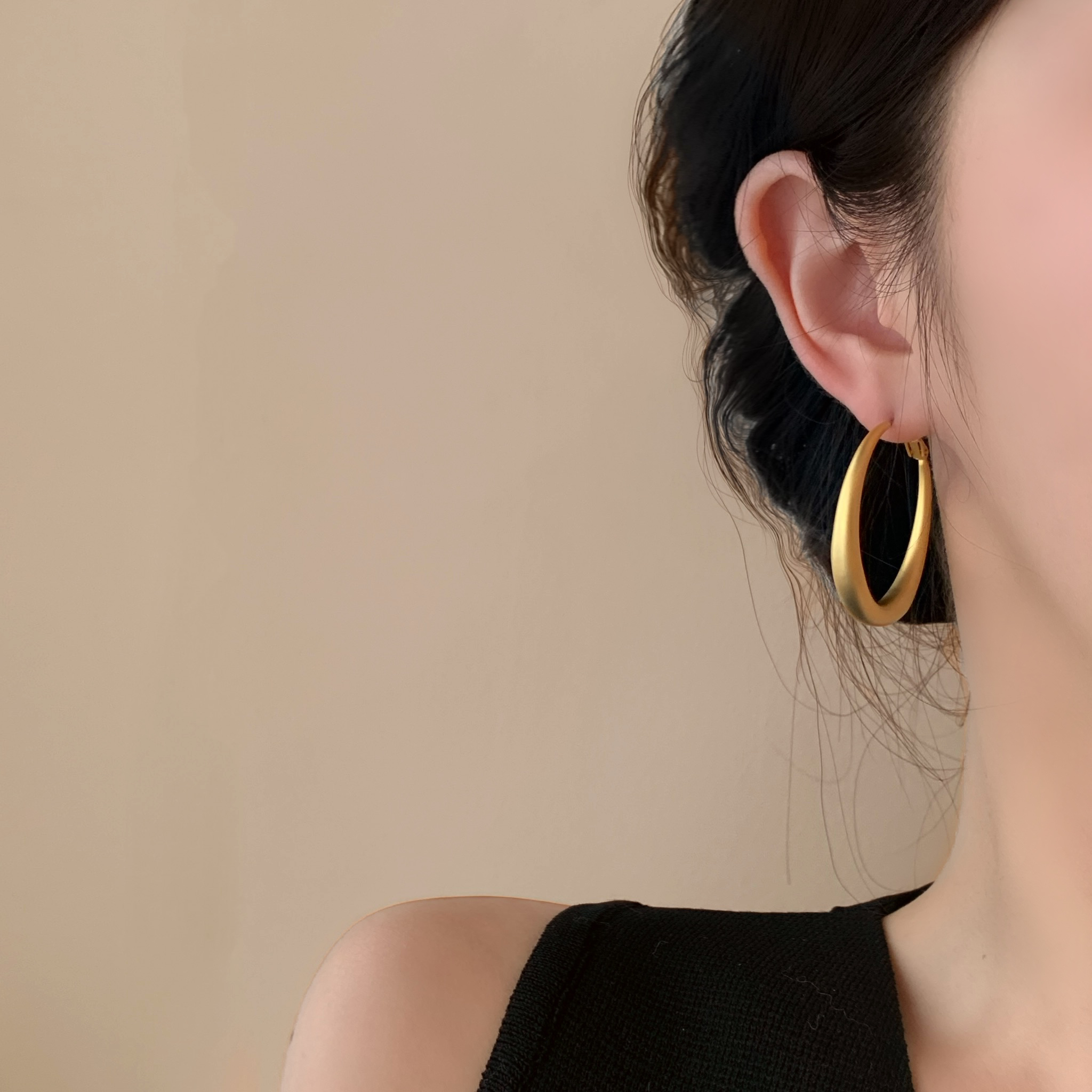 「广岛之恋」港风圈圈耳环蚊香盘耳夹无耳洞女耳饰素圈耳圈耳扣银