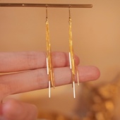 「流沙」长款 流苏金色耳线耳环蚊香盘耳夹新中式 简约耳钉耳饰轻奢