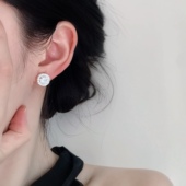 「银色山泉」精致小巧锆石耳环蚊香盘耳夹时尚 耳饰小众气质耳钉银