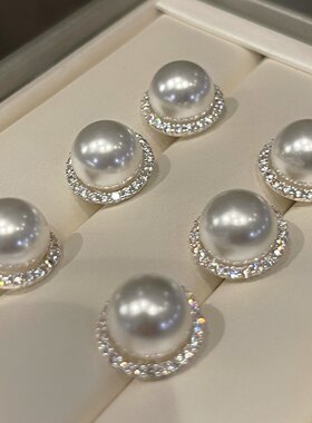 「奥黛丽赫本」法式复古施家珍珠耳环蚊香盘耳夹女耳钉银绝美耳饰