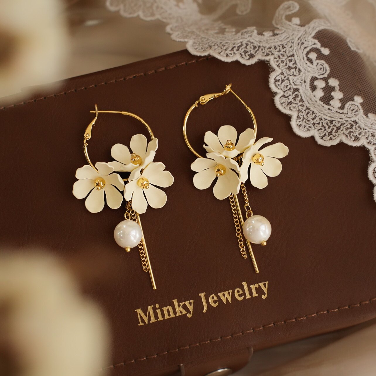 「花影流光」温柔花朵耳环耳饰绝美独特耳夹蚊香盘耳夹无耳洞耳钉