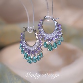 「智美主义」新款 绿色流苏耳坠螺旋耳夹女无耳洞耳钉气质耳环耳饰