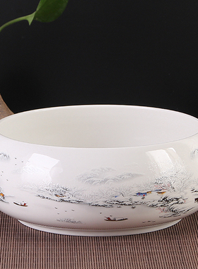 茶洗特大陶瓷小号青花瓷笔洗茶渣缸烟灰缸茶具零配件水盂盆水洗碗