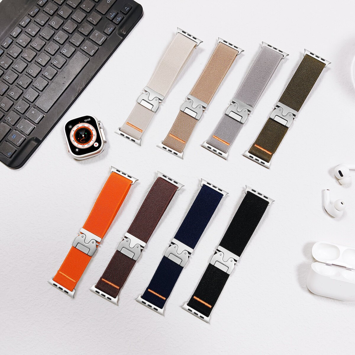 苹果Apple Watch11智能手表表带适用S9876543SEUltra尼龙降落伞扣