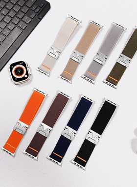苹果Apple Watch11智能手表表带适用S9876543SEUltra尼龙降落伞扣