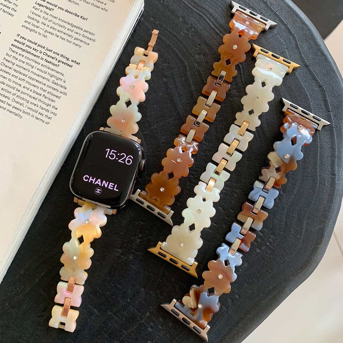 苹果apple watch11手表表带适用S109876543SEUltra四叶草树脂手镯