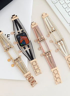 苹果apple watch11手表表带适用S10987654321SEUltra菊花饰品手镯