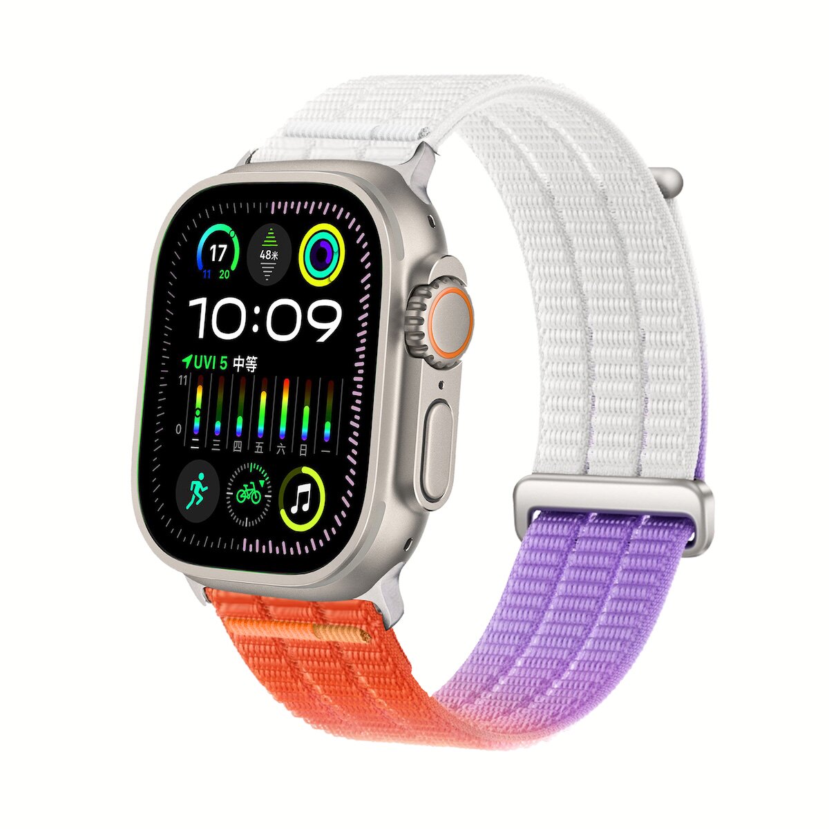 苹果Apple Watch11手表表带适用S1098765432渐变尼龙双节五金车线