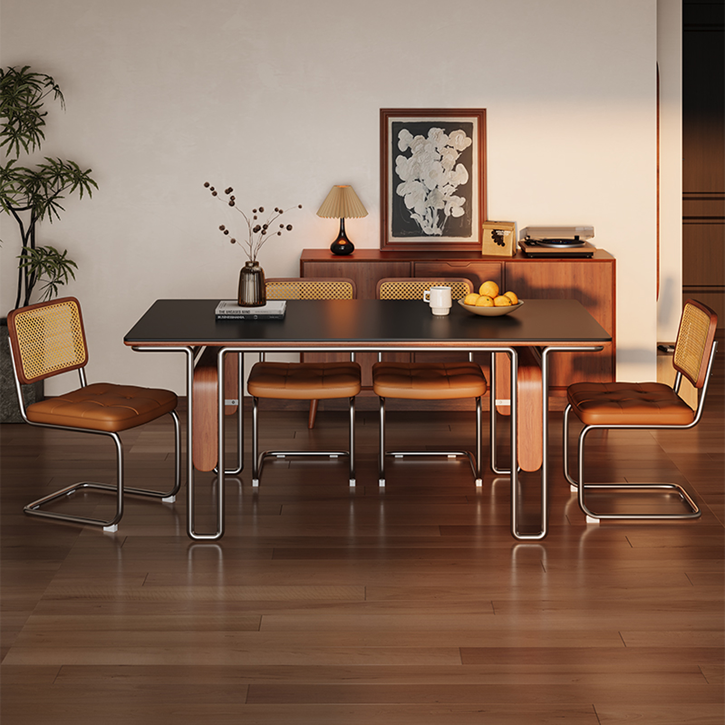 2026创意高端实木岩板新款餐桌椅