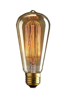 ST64直丝钨丝灯泡25W40W60W黄光照明爱迪生玻璃灯泡复古装饰光源