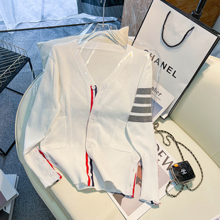 大牌明星开衫毛衣外套女春秋白色王心凌同款长袖针织衫打底上衣潮