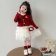 猫咪连衣裙2025新款 女宝宝套装 红色儿童早春季 女童过年拜年服裙子
