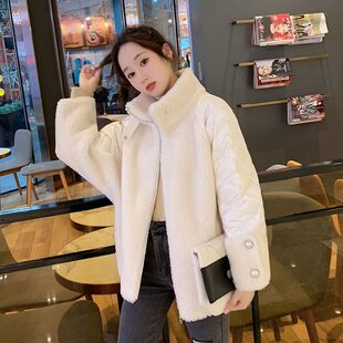 2026秋冬装羊羔棉衣棉服外套欧货格子棉袄子轻薄款女