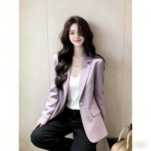 紫色小香风西装外套女2026早春新款高级感西装休闲气质洋气上衣潮