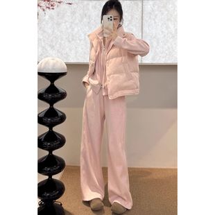 流行运动风高级感套装女秋冬新款短款卫衣加厚无袖马甲三件套女