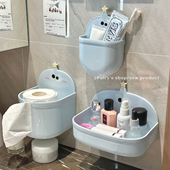 可爱壁挂肥皂盒免打孔纸巾收纳盒家用卫生间洗漱台浴室沥水置物架