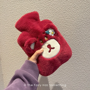 暖水袋女生随身灌水暖手宝可拆洗冬季 毛绒可爱热水袋注水加厚新款