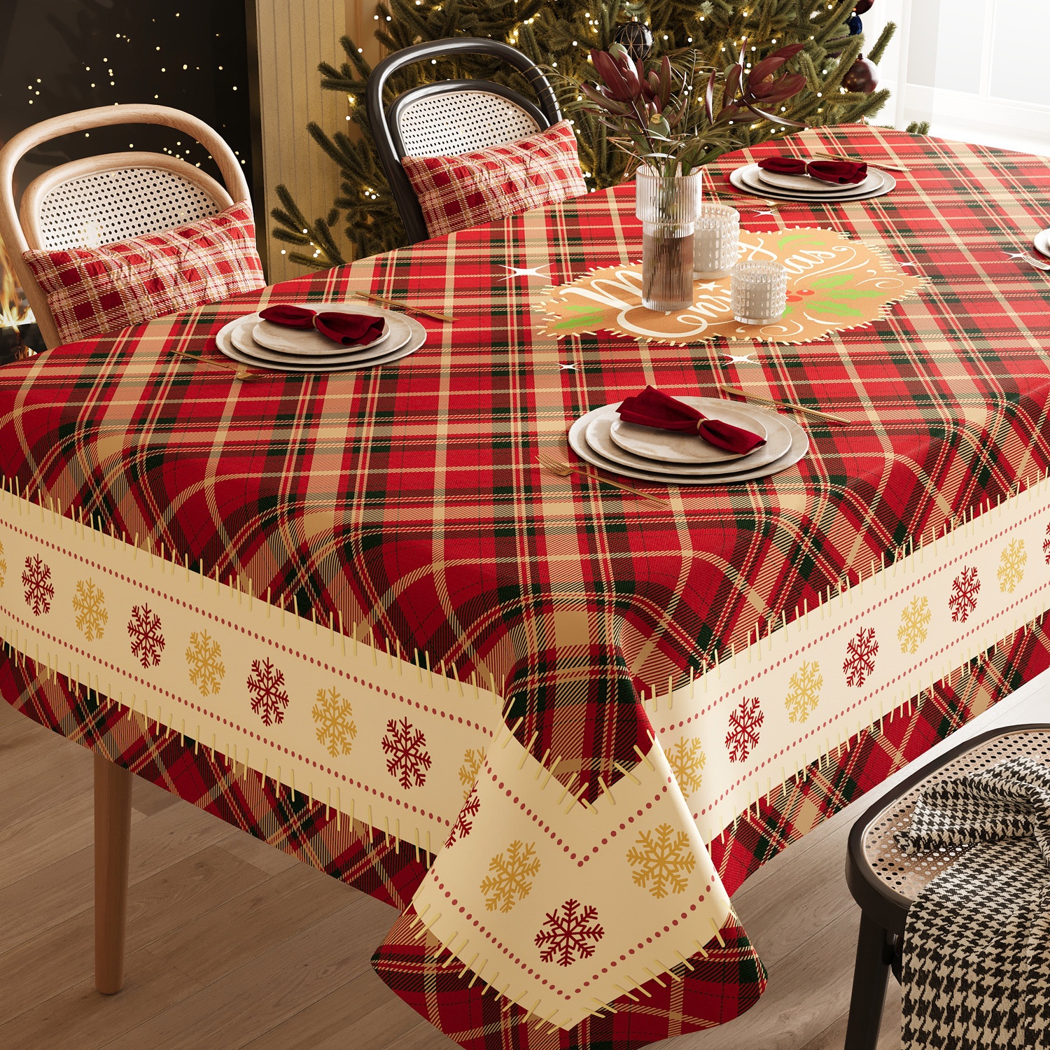 圣诞节的仪式感！红格子桌布