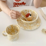 Корейская инспирация ветряной крыльцо чернила эмаль открытка завтрака фрукты салями миска кофейная чашка чашка Spoon сетевая красная посуда