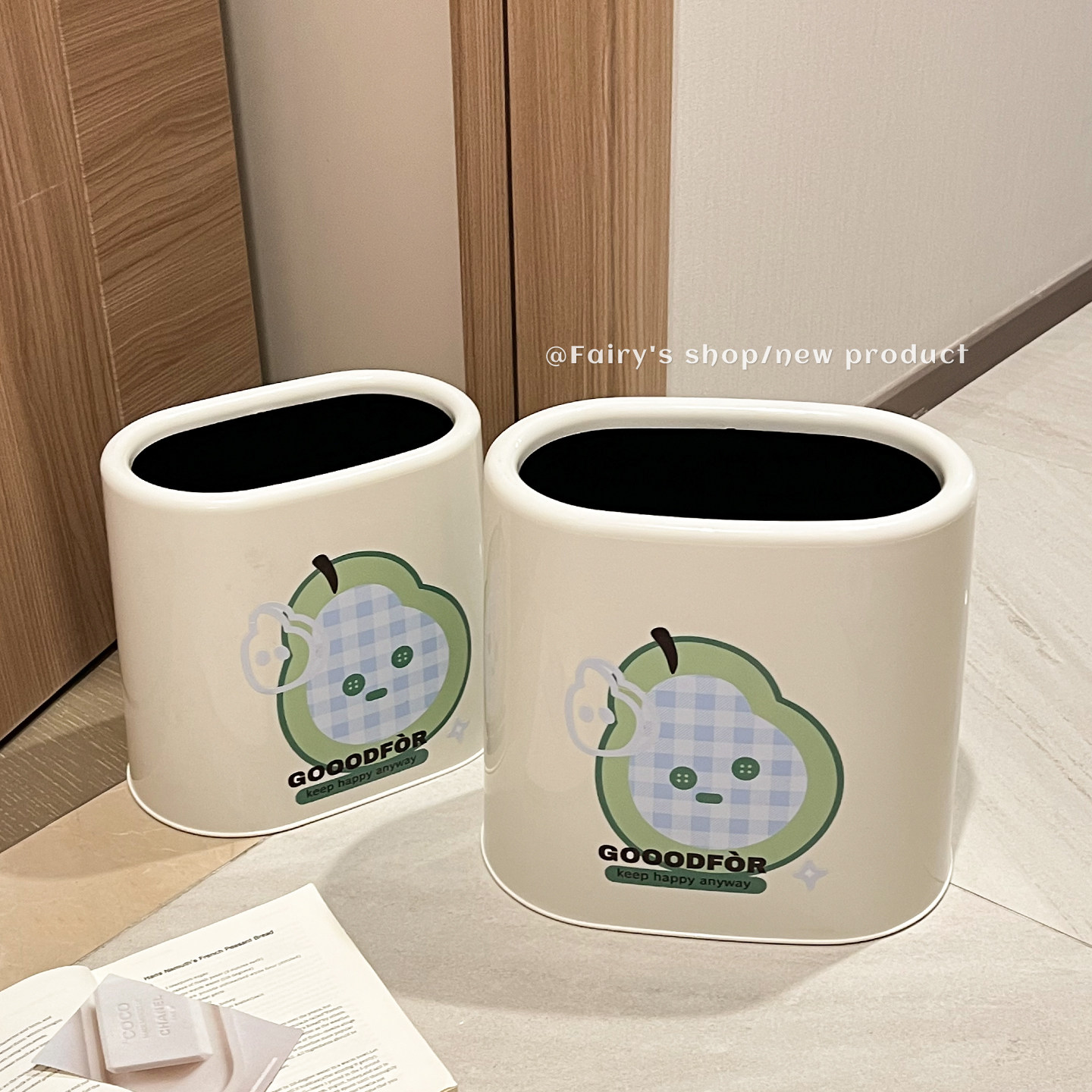 可爱梨子加厚双层夹缝垃圾桶图片