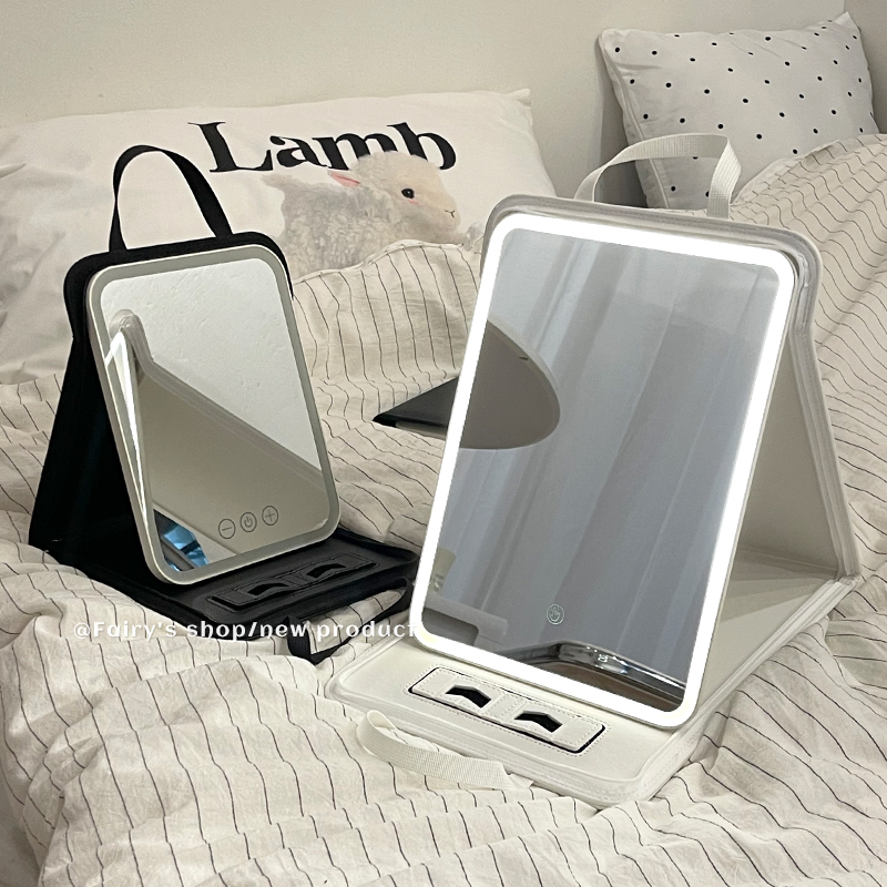 手提LED高清折叠化妆镜
