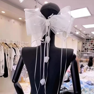 新款超仙花朵夸张大蝴蝶结发夹新娘头饰手工飘带发饰韩式减龄配饰