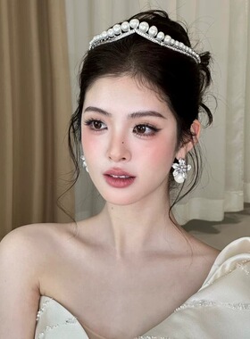 ST1-17927奈思ETE新娘新品珍珠水钻皇冠小众婚礼配饰结婚甜美头饰