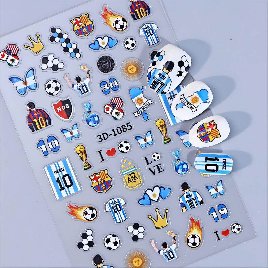 2026世界杯3D浮雕DIY美甲贴纸片