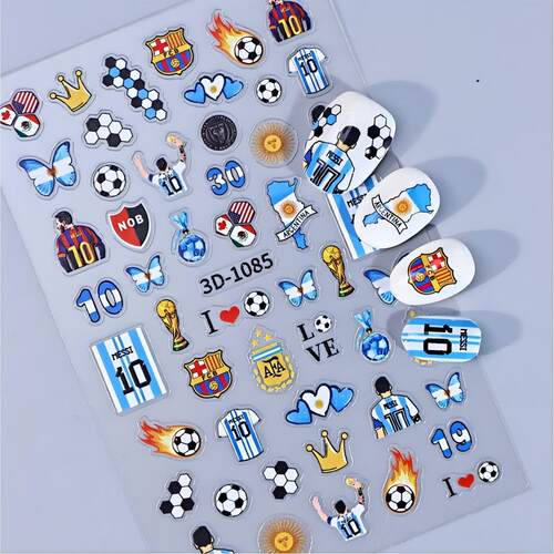 2026世界杯3D浮雕DIY美甲贴纸片