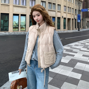 韩系简约保暖抽绳马甲羽绒服女2025年秋冬季时髦洋气百搭面包服图片