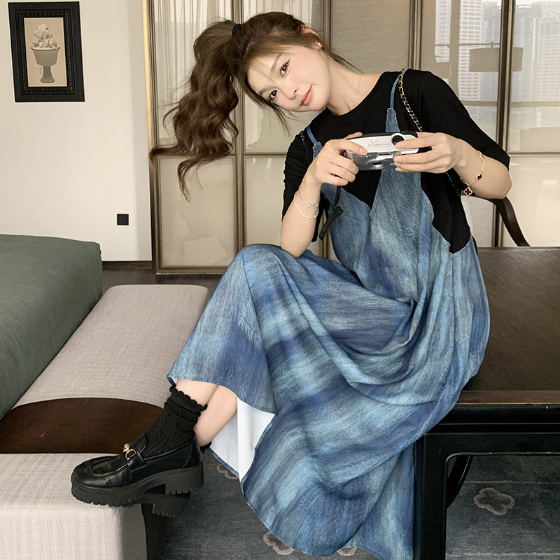 现货数码印花假两件连衣裙6166P115K168,女装连衣裙,浙宝173（原浙宝279）