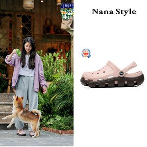 哆啦A梦的大肚皮洞洞鞋女防滑厚底包头软底沙滩情侣凉拖鞋外穿夏