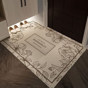 美式 花卉风进门刮泥蹭土脚垫家用玄关耐磨防滑丝圈地垫入户门垫子