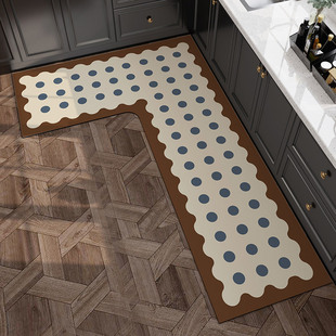波点圈圈L型硅藻泥厨房垫浴室厨房玄关吸水防滑耐脏易打理脚垫子