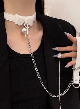 choker铃铛项圈女颈带黑色颈链锁骨链男链条链子项链脖子