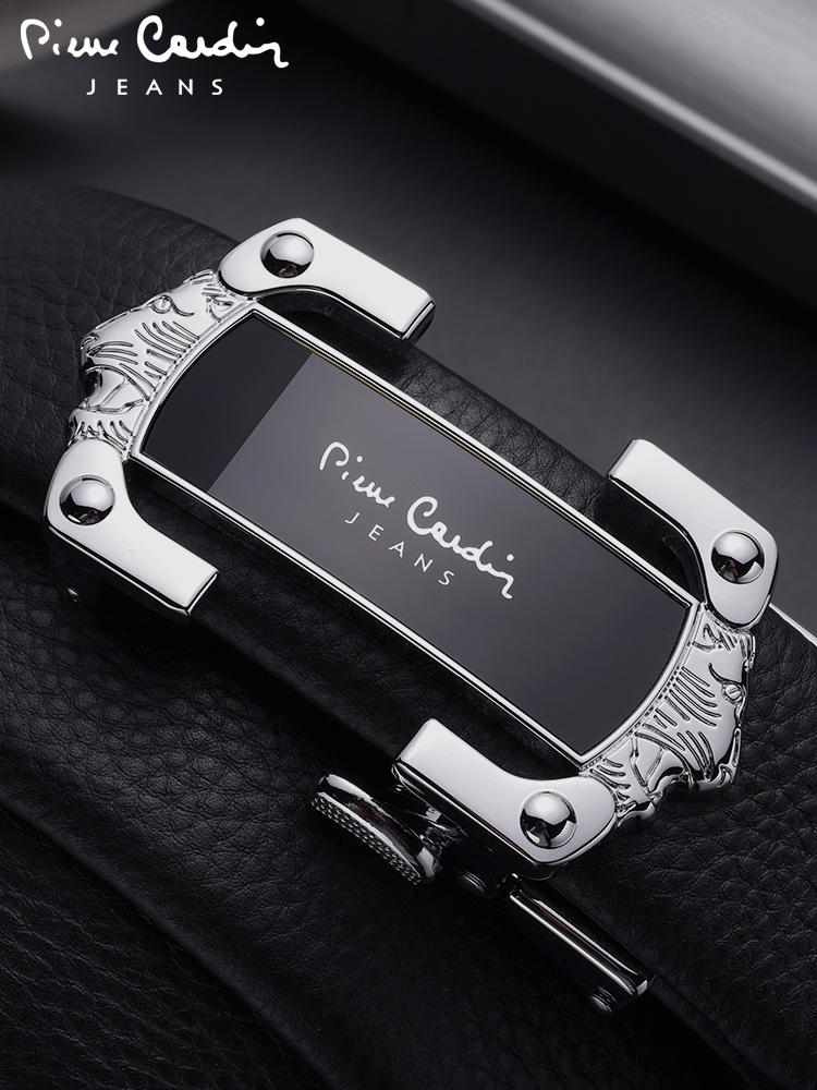 Pierre Cardin Belt Men's Genuine Leather Automatic Buckle Men's Belt Fashion Simple Pure Cowhide Casual Pants Belt Trendy