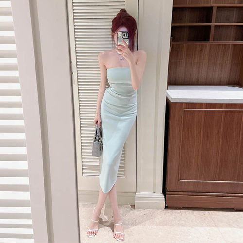 绝美礼服连身裙修身抹胸连衣裙女