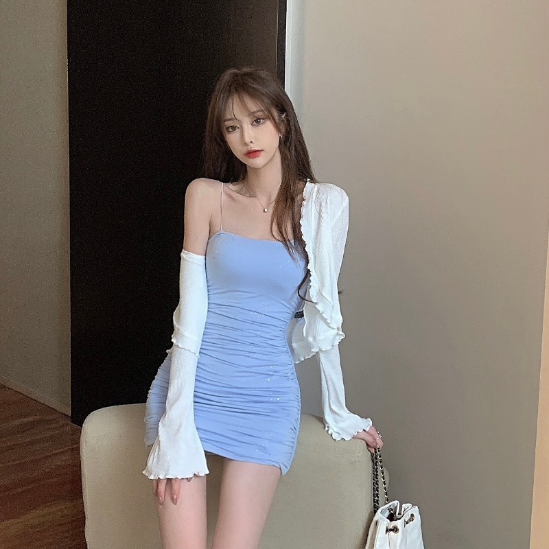 纯欲套装抹胸裙子紧身包臀短裙辣妹性感吊带裙连衣裙两件套女夏季