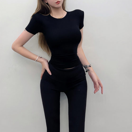 显身材薄款掐腰紧身短袖T恤女